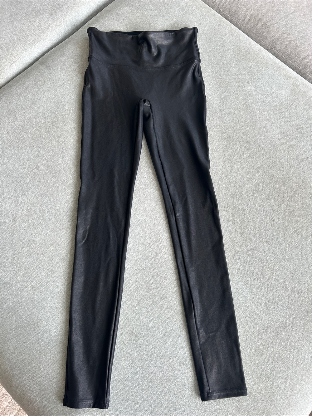 SPANX Faux Leather Leggings Black High Rise Shaping Pull-On Size Small S